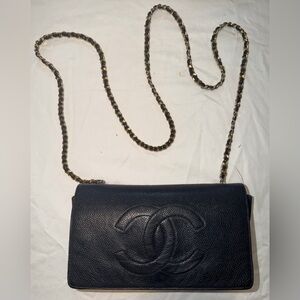 Chanel Black caviar Textured mini flap classic timeless WOC Crossbody Bag 24k